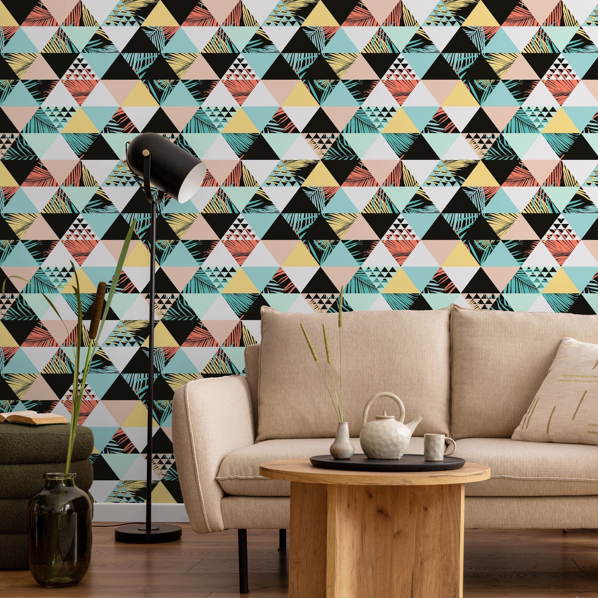 Geometric Triangles Wallpaper Modern Abstract Wallpaper Peel and Stick and Traditional Wallpaper - A599