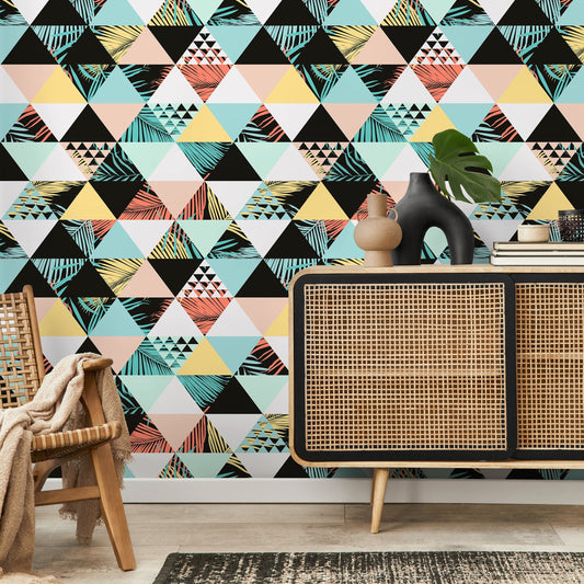 Geometric Triangles Wallpaper Modern Abstract Wallpaper Peel and Stick and Traditional Wallpaper - A599