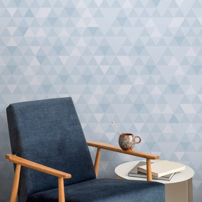 Wallpaper Removable Wallpaper Peel and Stick Wallpaper Wall Decor Home Decor Wall Art Room Decor / Blue Triangle Geometric Wallpaper - A010