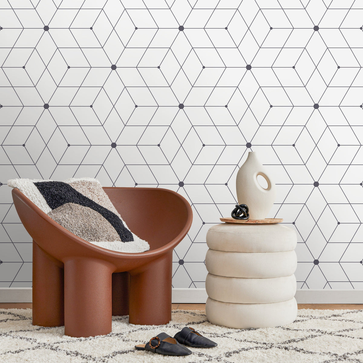 Wallpaper Peel and Stick Wallpaper Removable Wallpaper Home Decor Wall Art Wall Decor Room Decor / Minimalist Geometric Wallpaper - A022
