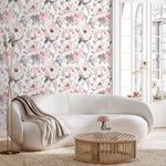 Wallpaper Peel and Stick Wallpaper Removable Wallpaper Home Decor Wall Art Wall Decor Room Decor / Pink Vintage Floral Wallpaper - A068