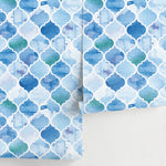 Wallpaper Peel and Stick Wallpaper Removable Wallpaper Home Decor Wall Art Wall Decor Room Decor / Blue Moroccan Wallpaper- A099