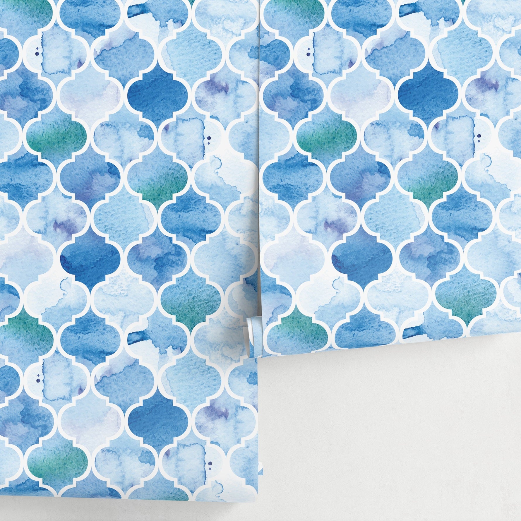 Wallpaper Peel and Stick Wallpaper Removable Wallpaper Home Decor Wall Art Wall Decor Room Decor / Blue Moroccan Wallpaper- A099