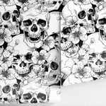 Wallpaper Removable Wallpaper Peel and Stick Wallpaper Wall Decor Home Decor Wall Art Room Decor / Black Skulls and Floral Wallpaper - A112