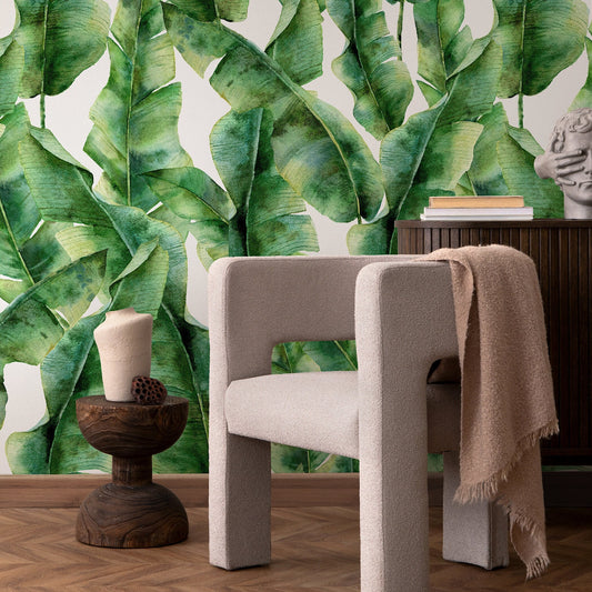 Removable Wallpaper Peel and Stick Wallpaper Wall Paper Wall Mural - Banana Leaves Wallpaper - A132