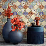 Wallpaper Peel and Stick Wallpaper Removable Wallpaper Home Decor Wall Art Wall Decor Room Decor / Colorful Marrakech Tile Wallpaper - A139