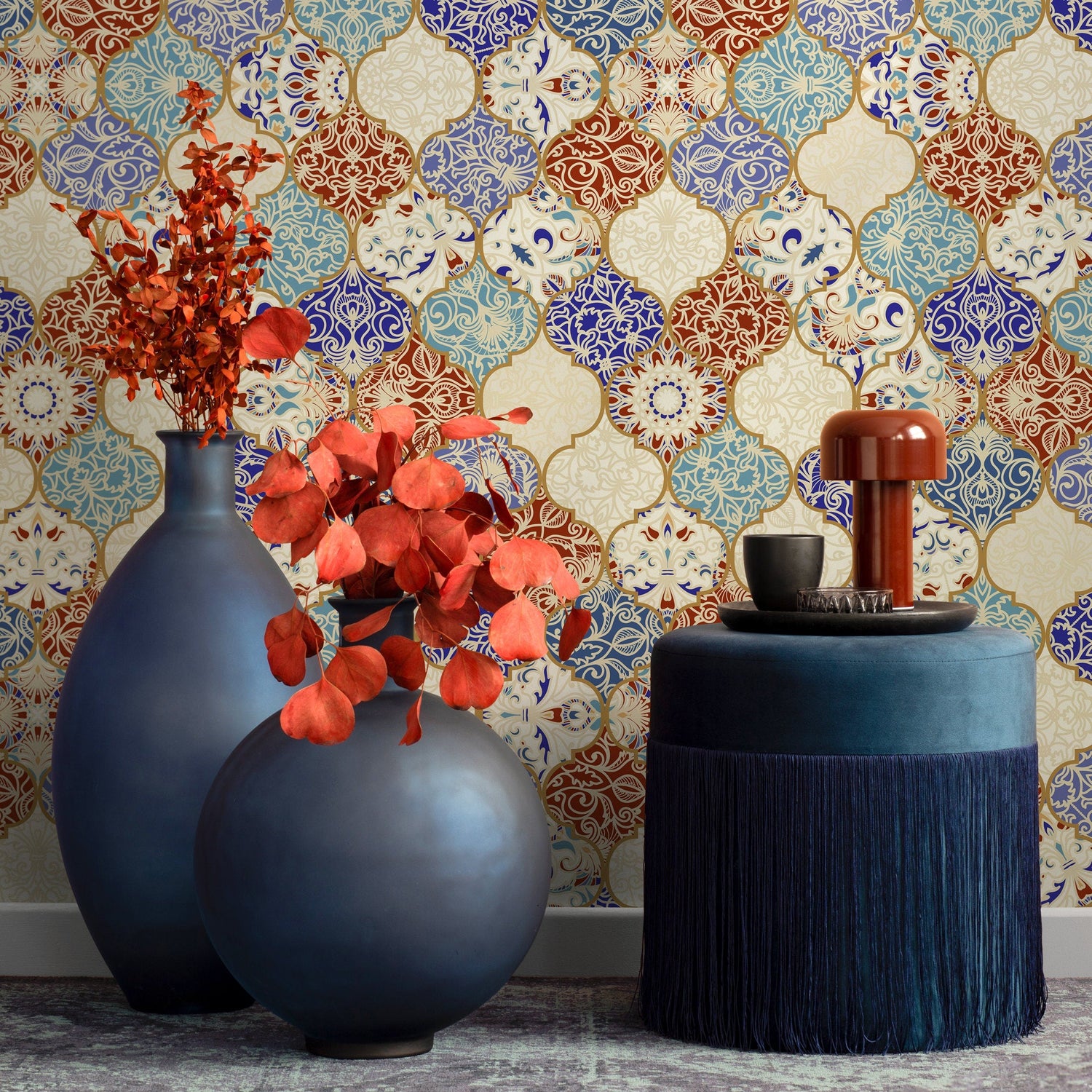 Wallpaper Peel and Stick Wallpaper Removable Wallpaper Home Decor Wall Art Wall Decor Room Decor / Colorful Marrakech Tile Wallpaper - A139
