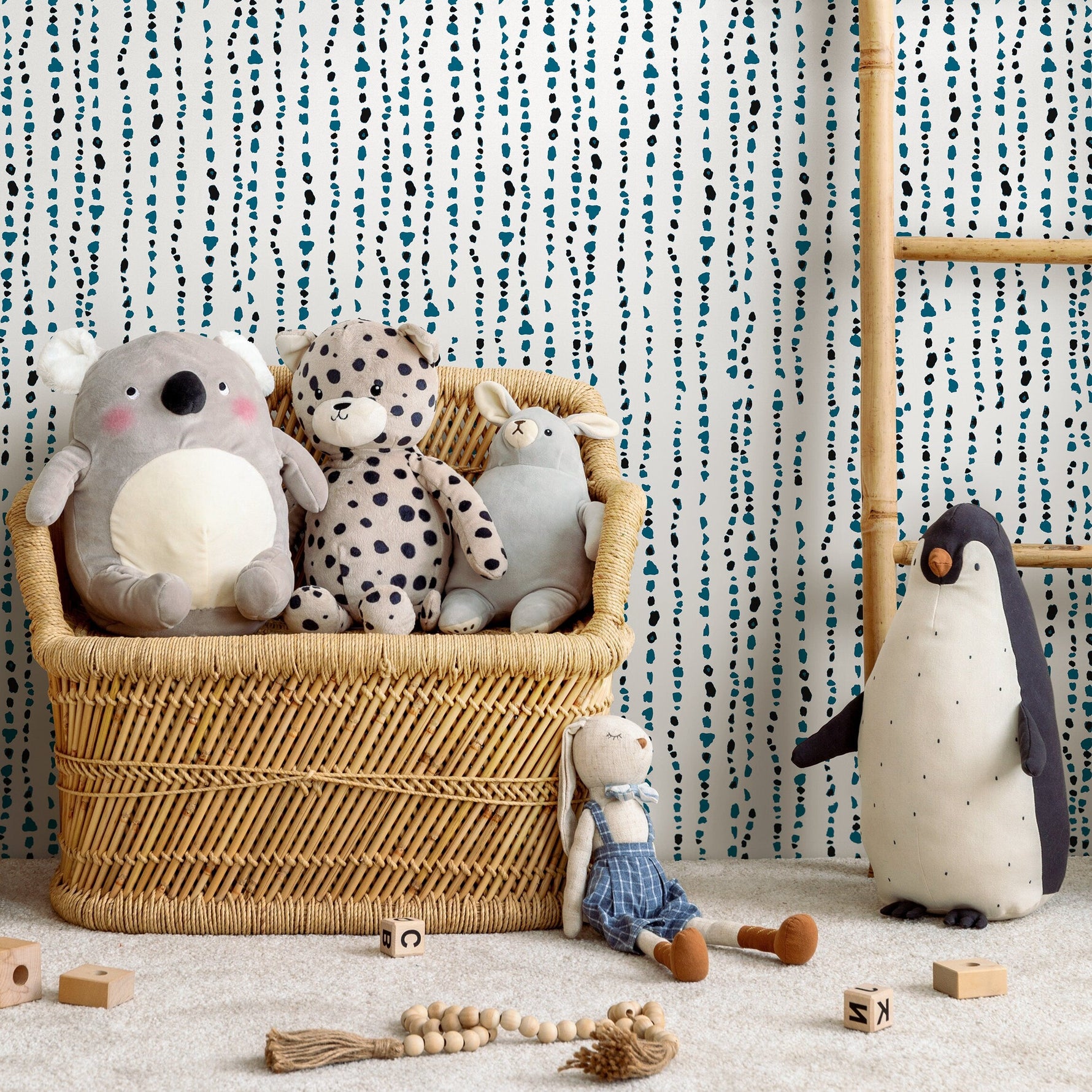 Wallpaper Peel and Stick Wallpaper Removable Wallpaper Home Decor Wall Art Wall Decor Room Decor / Blue Dots Simple Wallpaper - A150