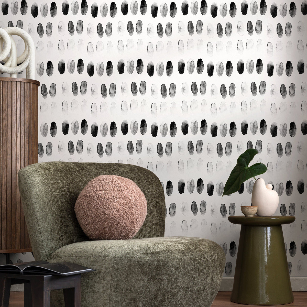 Wallpaper Peel and Stick Wallpaper Removable Wallpaper Home Decor Wall Decor Room Decor/ Black and White Watercolor Wallpaper - A248