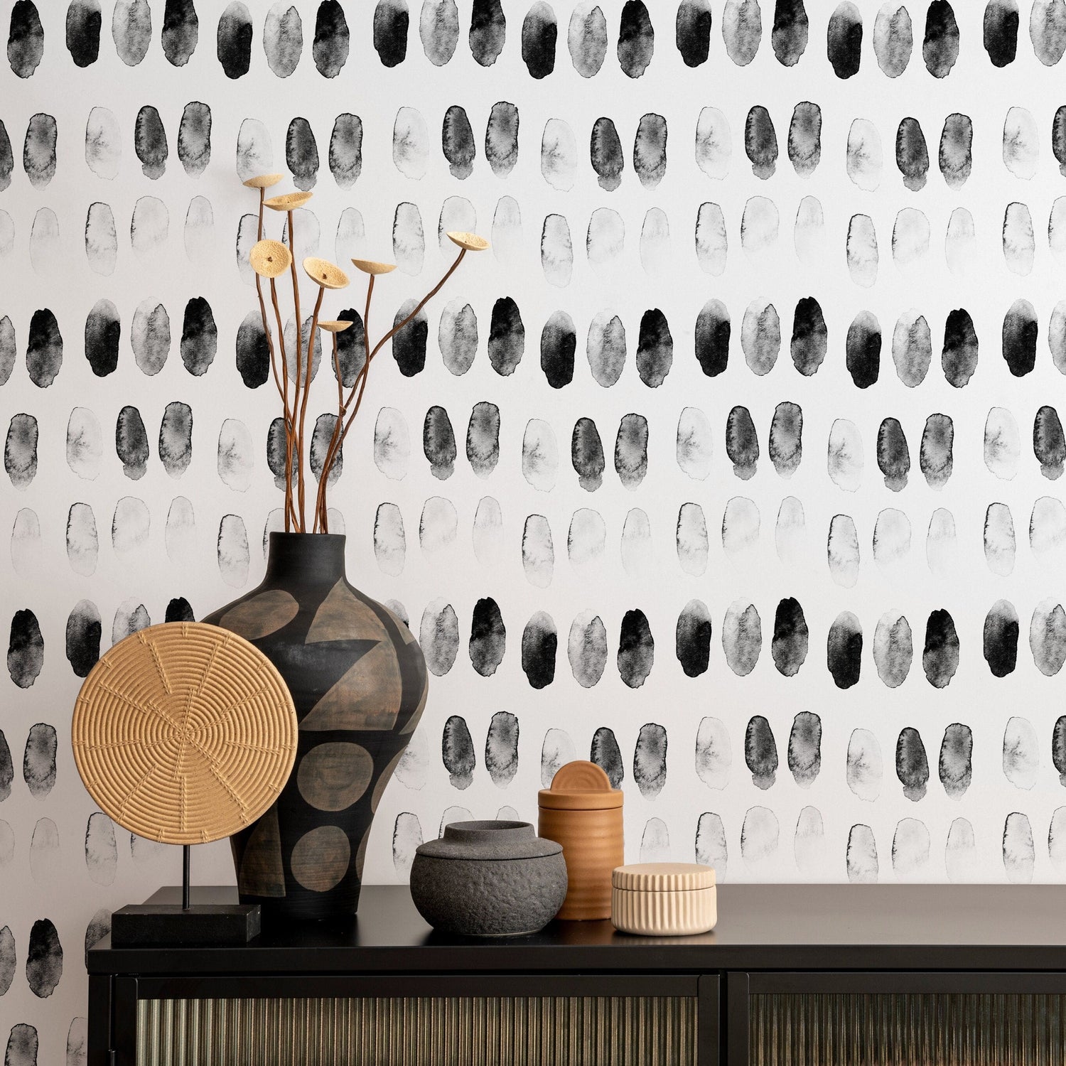 Wallpaper Peel and Stick Wallpaper Removable Wallpaper Home Decor Wall Decor Room Decor/ Black and White Watercolor Wallpaper - A248