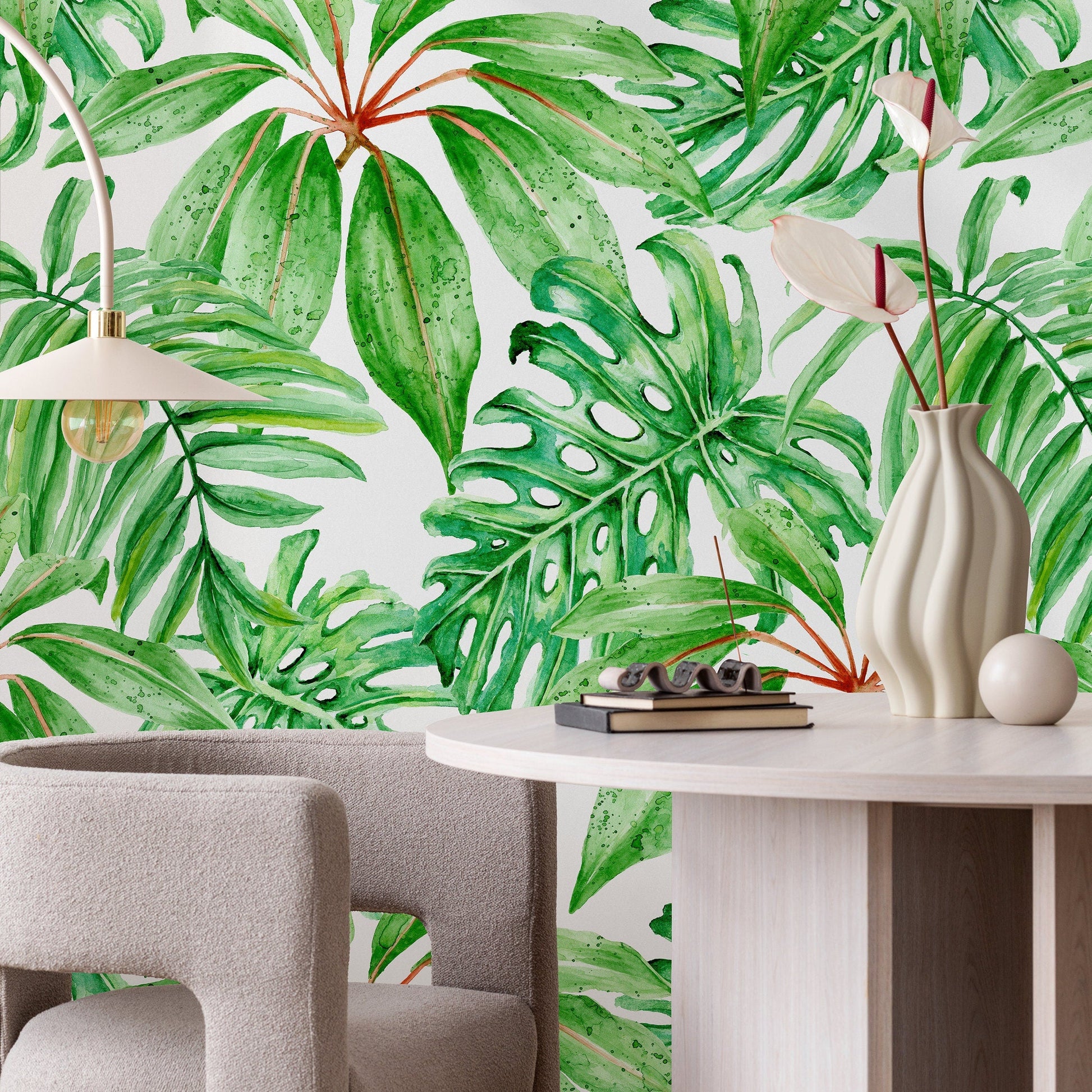 Wallpaper Peel and Stick Wallpaper Removable Wallpaper Home Decor Wall Art Wall Decor Room Decor / Monstera Leaves Wallpaper - A244