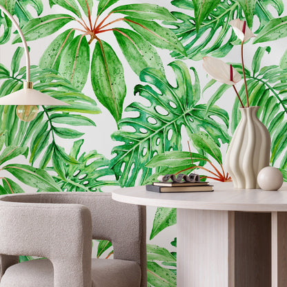 Wallpaper Peel and Stick Wallpaper Removable Wallpaper Home Decor Wall Art Wall Decor Room Decor / Monstera Leaves Wallpaper - A244