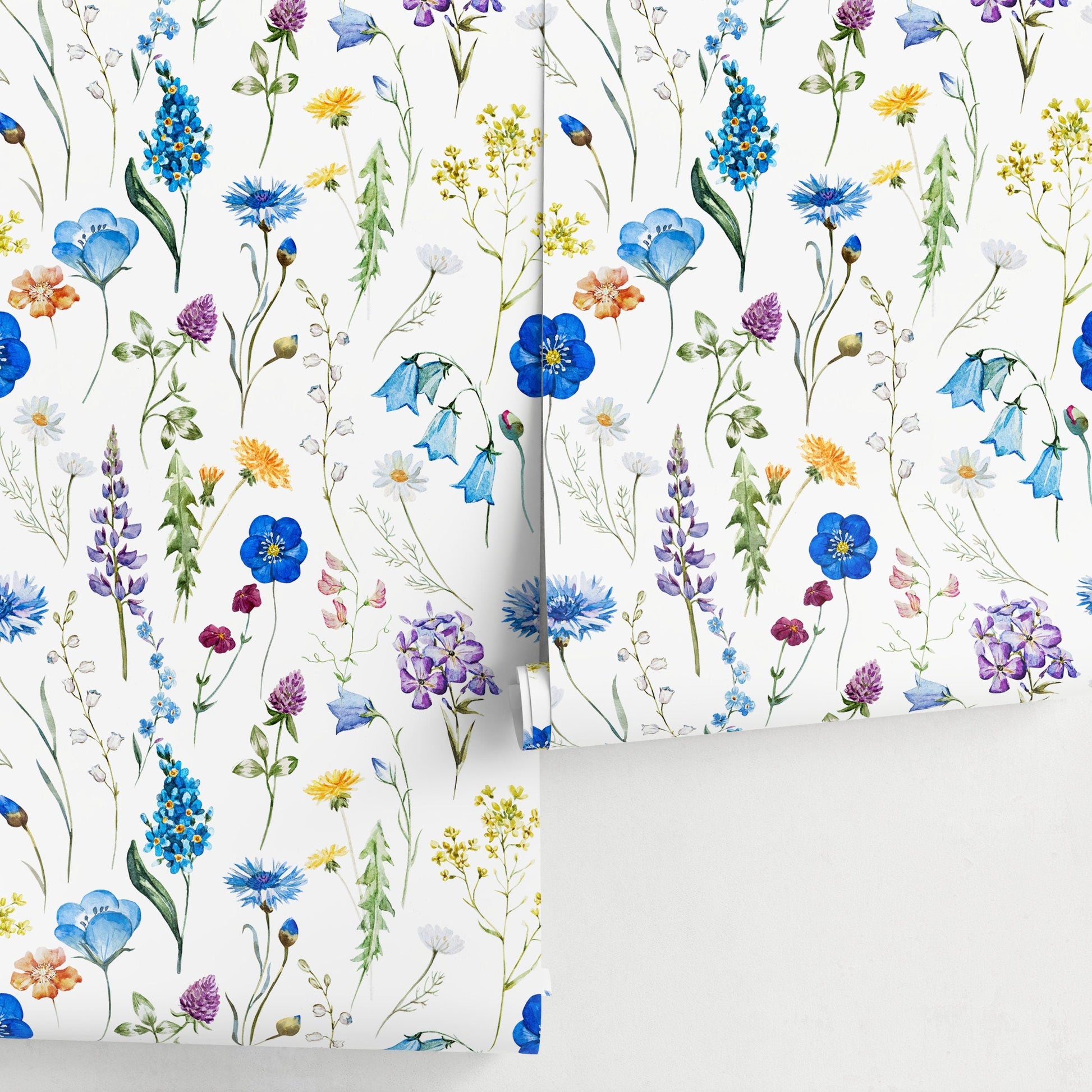 Wallpaper Removable Wallpaper Peel and Stick Wallpaper Wall Decor Home Decor Wall Art Room Decor / Floral Watercolor Wallpaper - A694