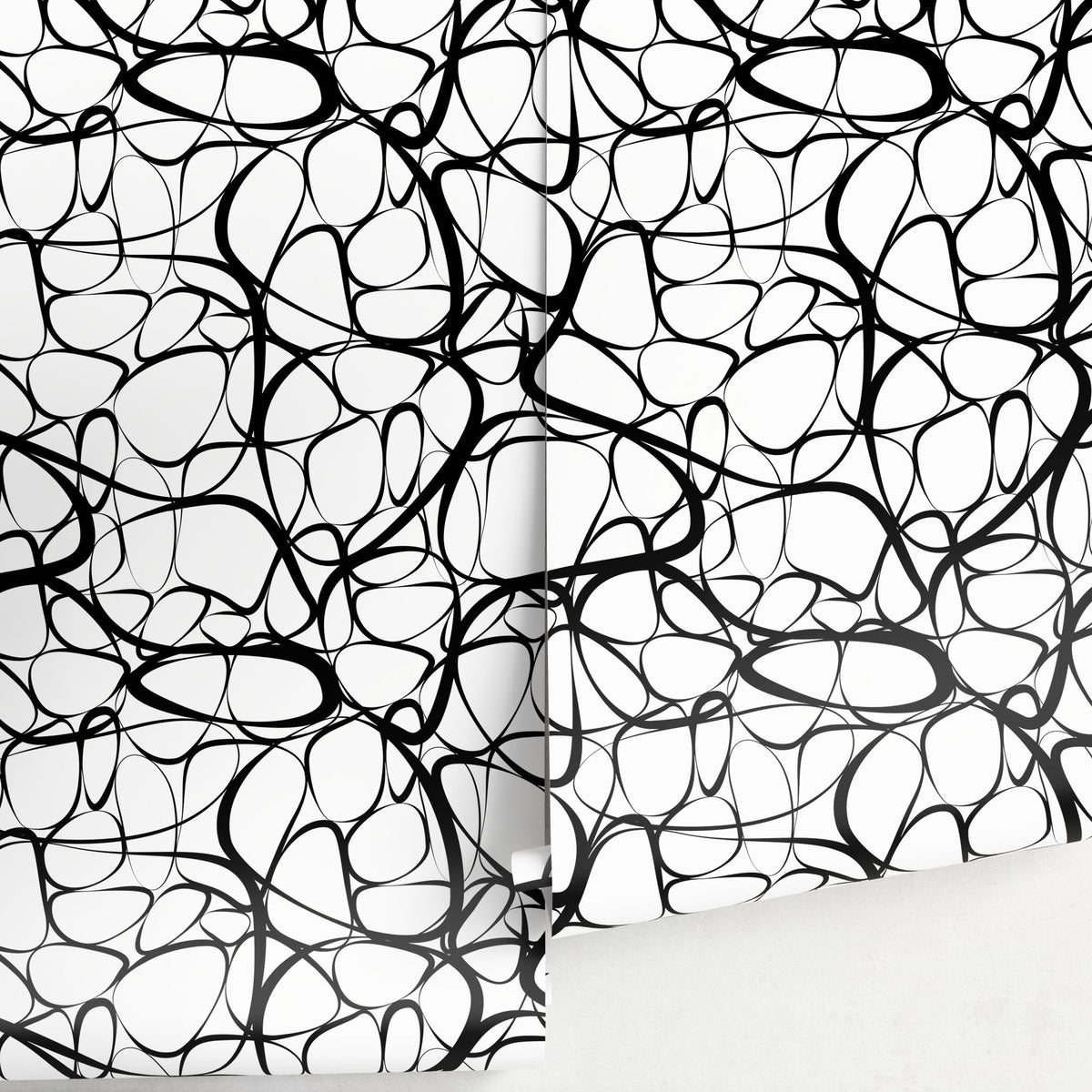 Wallpaper Peel and Stick Wallpaper Removable Wallpaper Home Decor Wall Art Wall Decor Room Decor / Black and White Abstract Wallpaper - A042