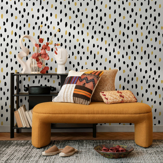 Wallpaper Peel and Stick Wallpaper Removable Wallpaper Home Decor Wall Decor Room Decor / Black and Yellow Minimalist Wallpaper - A059