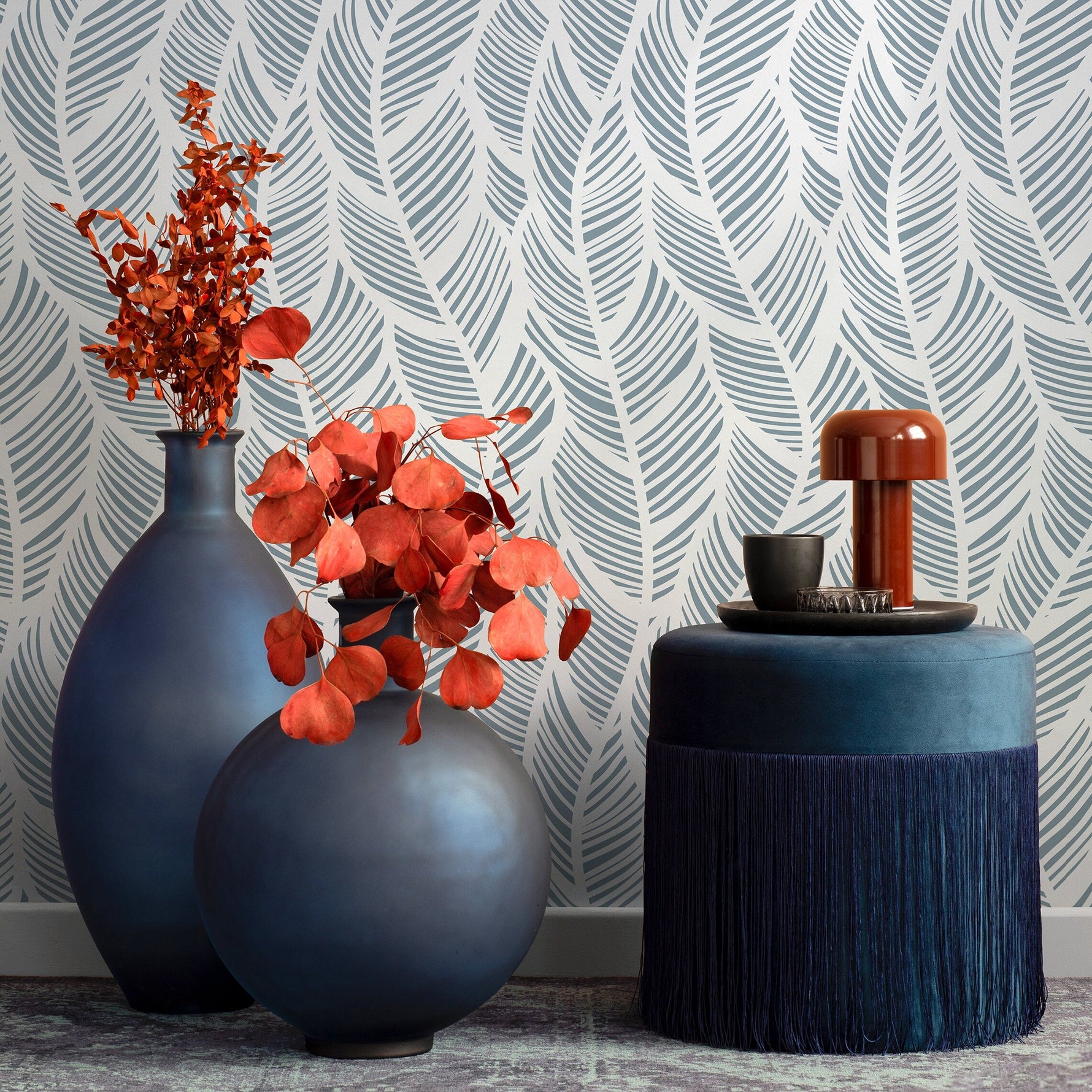 Wallpaper Peel and Stick Wallpaper Removable Wallpaper Home Decor Wall Art Wall Decor Room Decor / Light Blue feather Wallpaper - A063