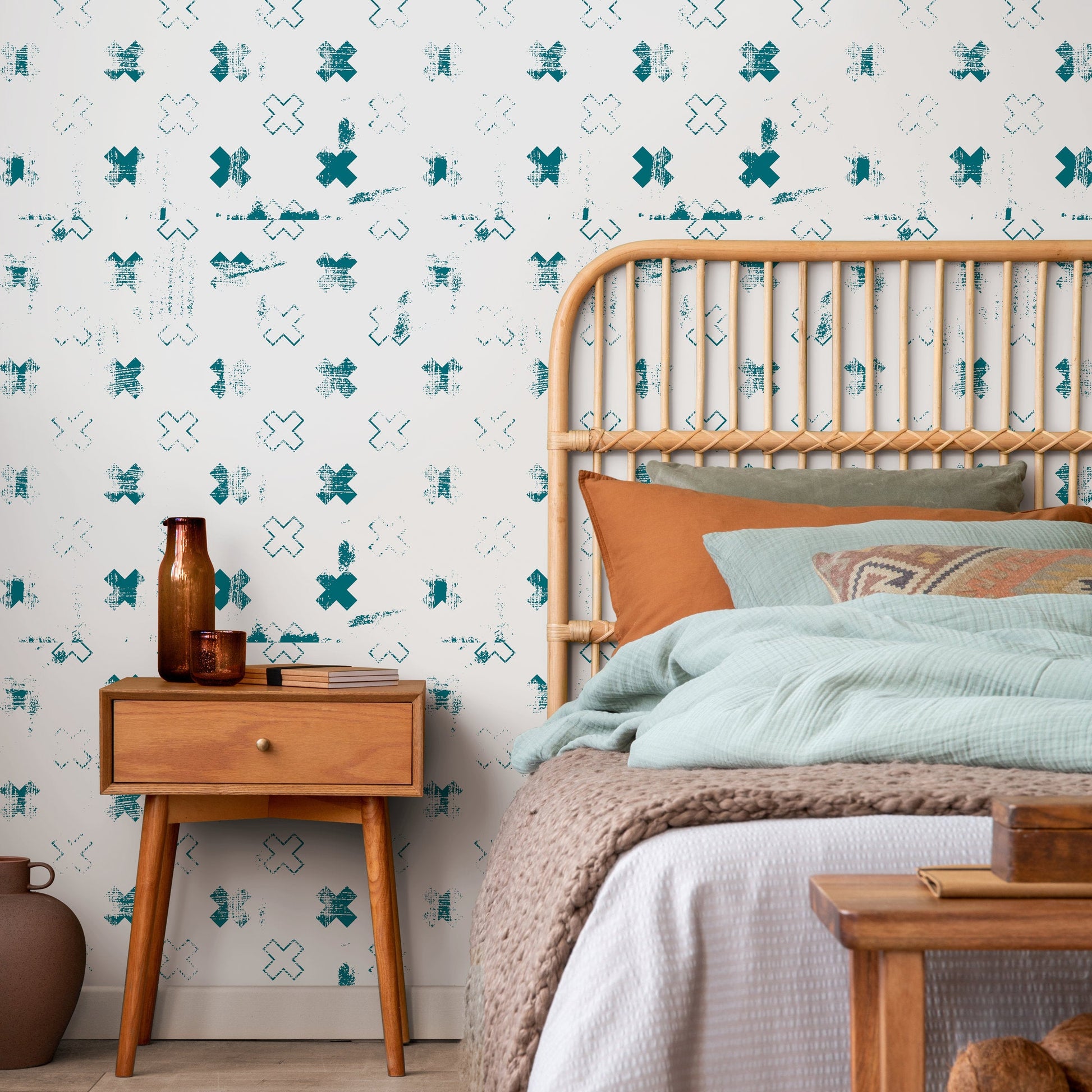 Wallpaper Peel and Stick Wallpaper Removable Wallpaper Home Decor Wall Art Wall Decor Room Decor / Cross Pattern Wallpaper - A852