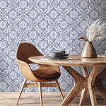 Wallpaper Peel and Stick Wallpaper Removable Wallpaper Home Decor Wall Art Wall Decor Room Decor / Blue Vintage Tile Wallpaper - A110