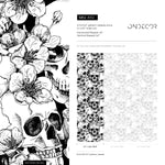 Wallpaper Removable Wallpaper Peel and Stick Wallpaper Wall Decor Home Decor Wall Art Room Decor / Black Skulls and Floral Wallpaper - A112