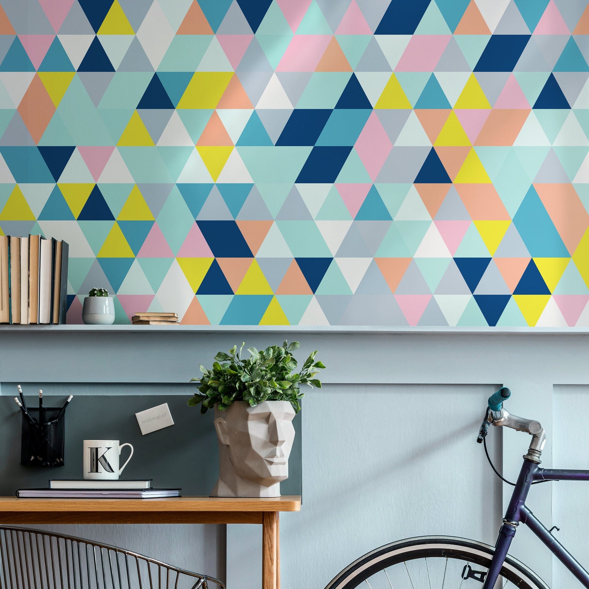 Wallpaper Peel and Stick Wallpaper Removable Wallpaper Home Decor Wall Art Wall Decor Room Decor / Colorful Triangle Wallpaper - A876