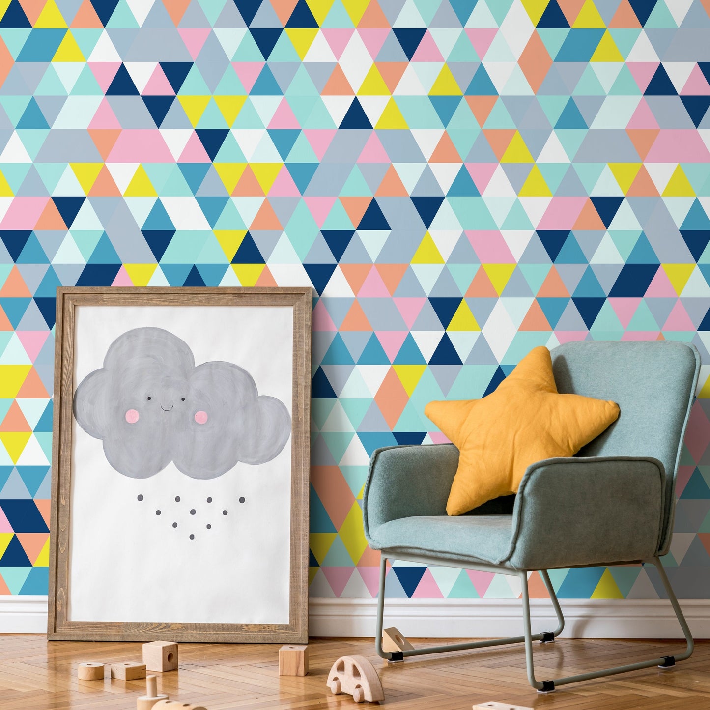 Wallpaper Peel and Stick Wallpaper Removable Wallpaper Home Decor Wall Art Wall Decor Room Decor / Colorful Triangle Wallpaper - A876