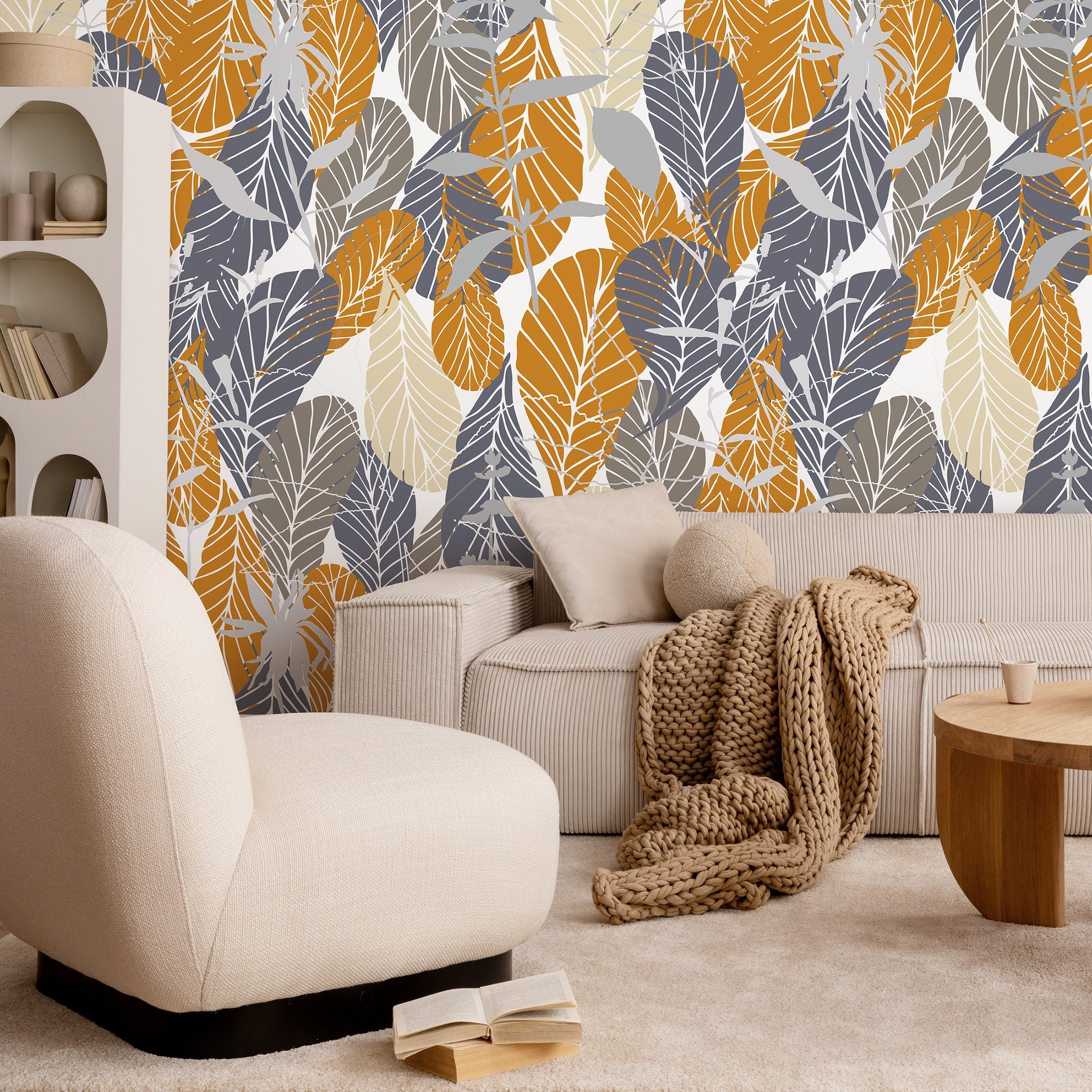 Removable Wallpaper,Gold Leaves, Peel&Stick, Foliage, Wall Mural, Self Adhesive selling or Vinyl