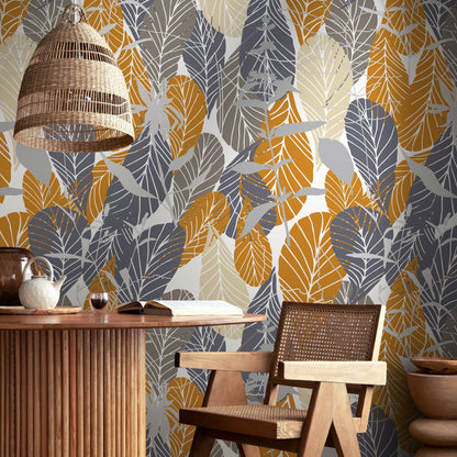 Wallpaper Peel and Stick Wallpaper Removable Wallpaper Home Decor Wall Art Wall Decor Room Decor / Autumn Leaves Wallpaper - A889