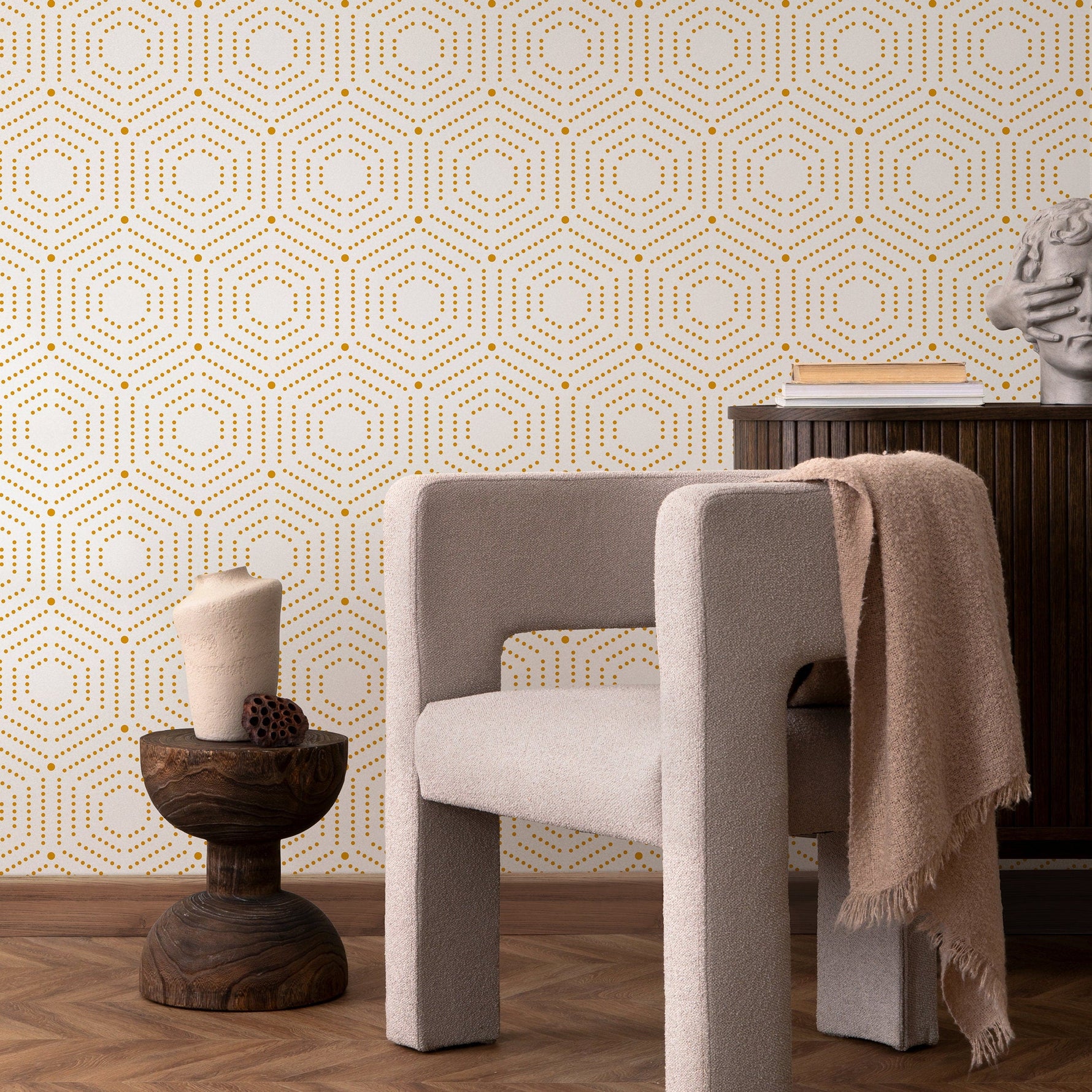 Wallpaper Peel and Stick Wallpaper Removable Wallpaper Home Decor Wall Art Wall Decor Room Decor / Yellow Geometric Wallpaper - A909
