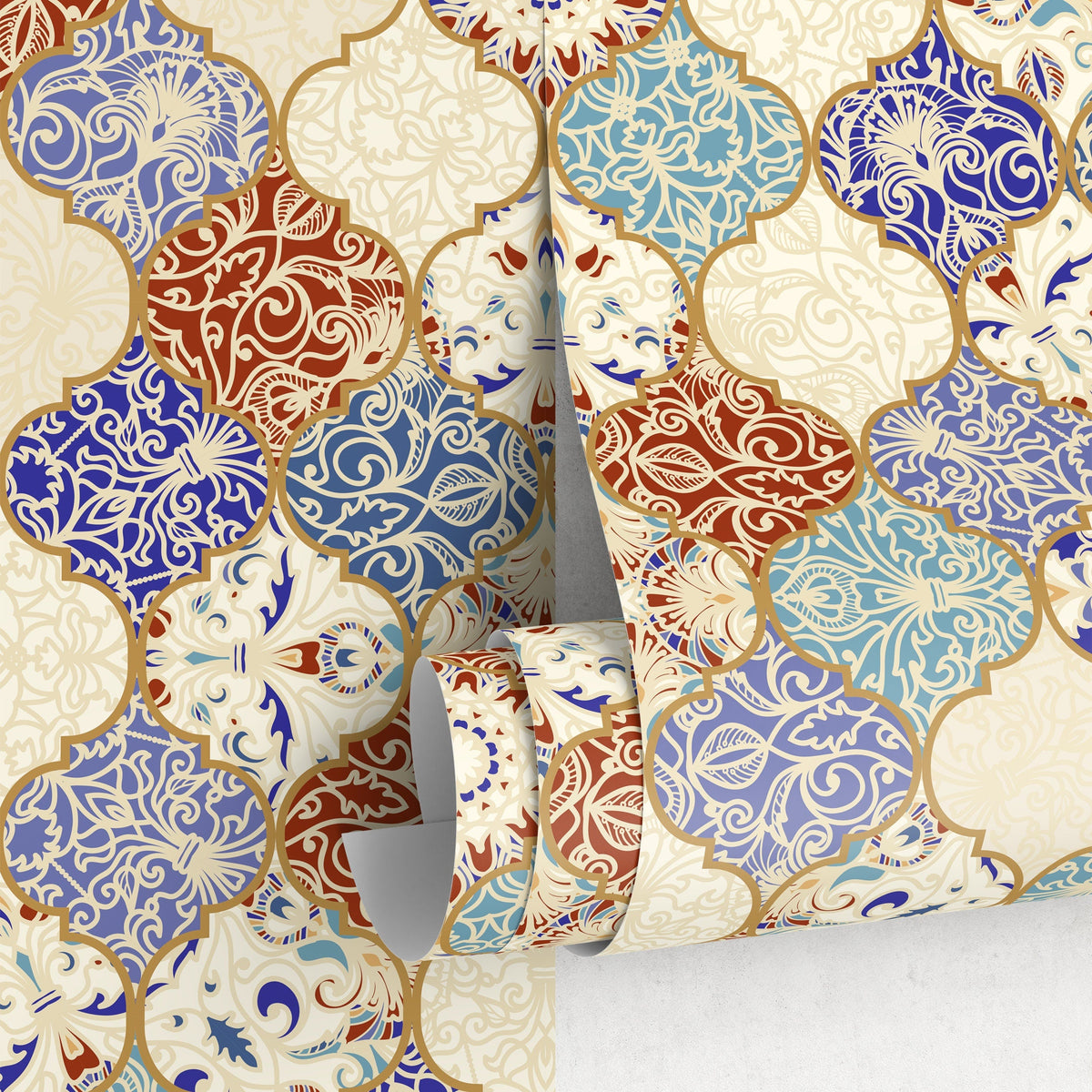 Wallpaper Peel and Stick Wallpaper Removable Wallpaper Home Decor Wall Art Wall Decor Room Decor / Colorful Marrakech Tile Wallpaper - A139