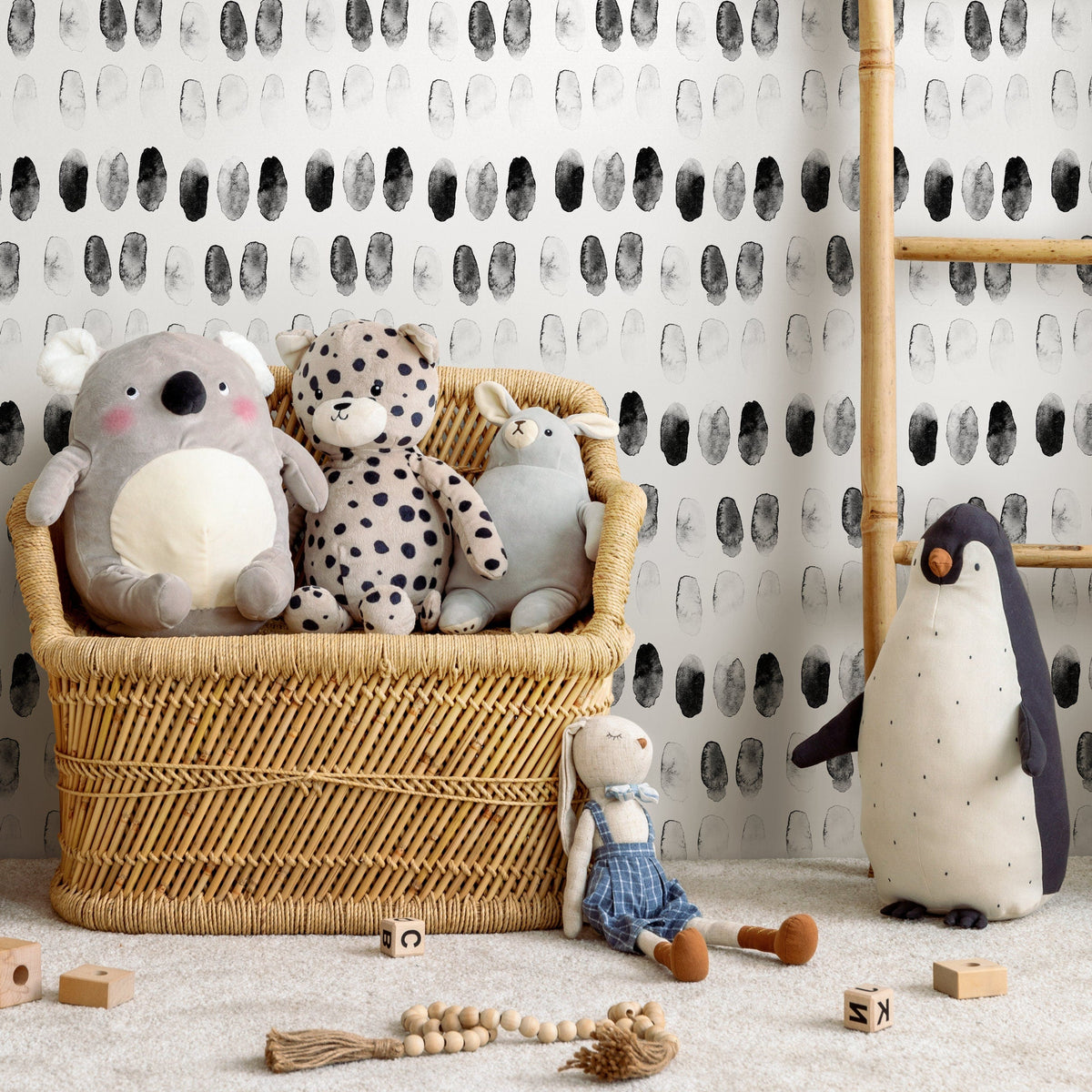 Wallpaper Peel and Stick Wallpaper Removable Wallpaper Home Decor Wall Decor Room Decor/ Black and White Watercolor Wallpaper - A248