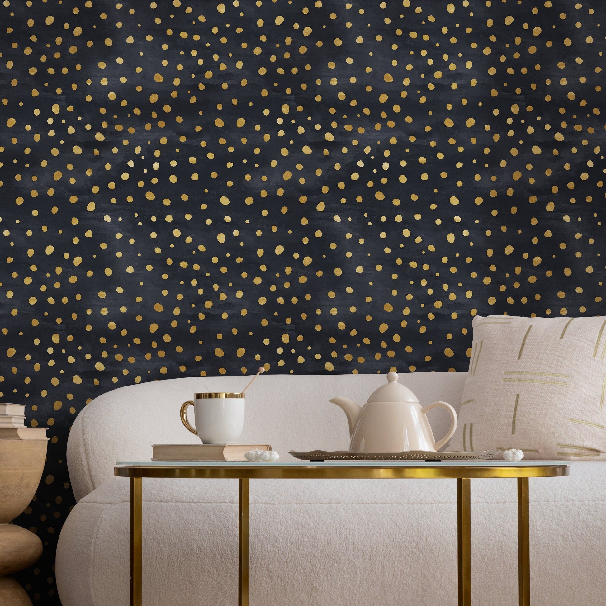 Wallpaper Removable Wallpaper Peel and Stick Wallpaper Wall Decor Home Decor Wall Art Room Decor / Non-Metallic Dots Wallpaper - A142