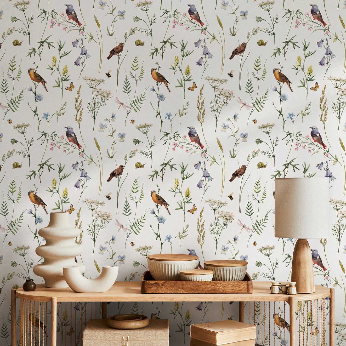 Wallpaper Peel and Stick Wallpaper Removable Wallpaper Home Decor Wall Art Wall Decor Room Decor / Floral Animal Wallpaper - A718