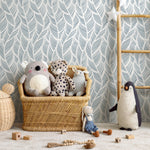 Wallpaper Peel and Stick Wallpaper Removable Wallpaper Home Decor Wall Art Wall Decor Room Decor / Light Blue feather Wallpaper - A063