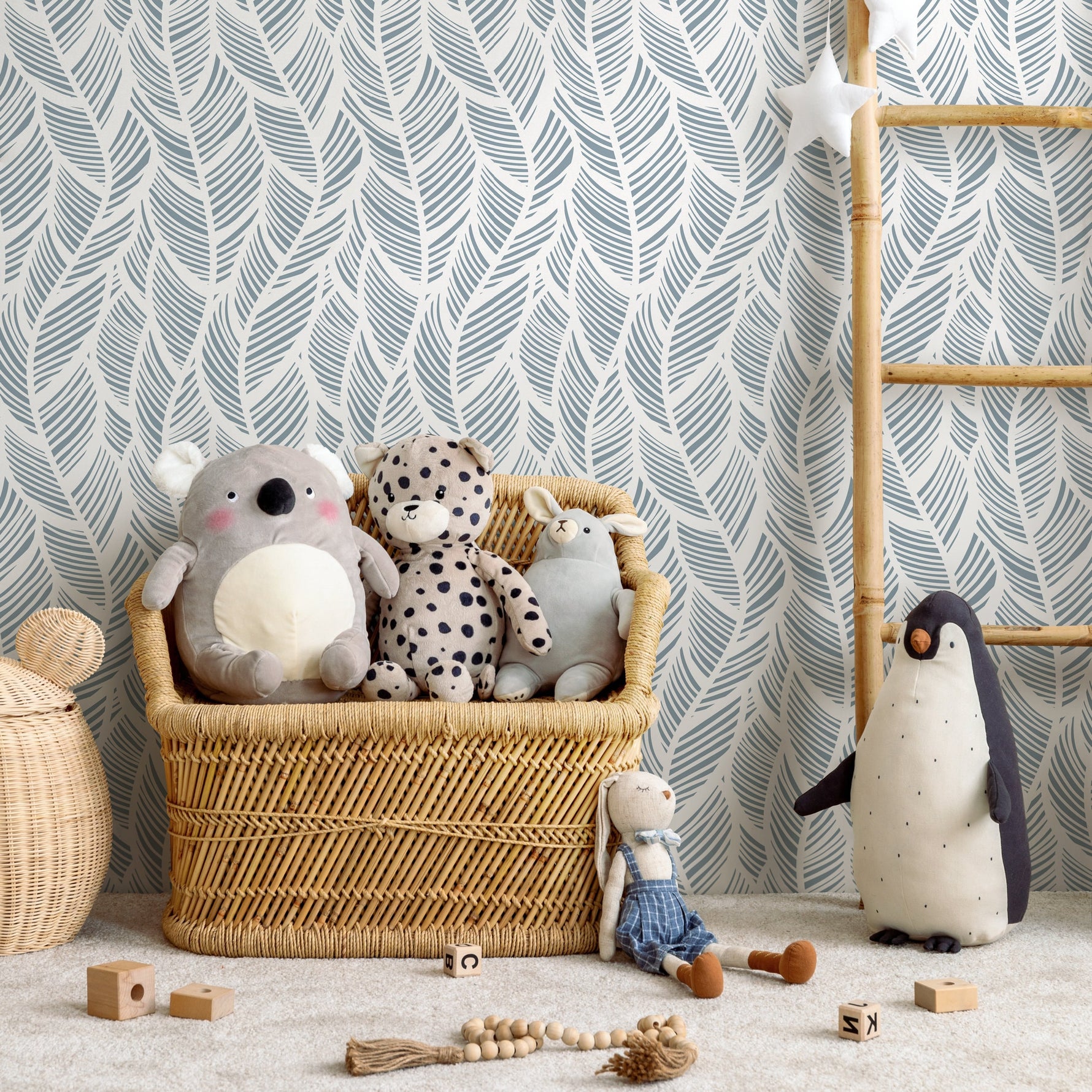 Wallpaper Peel and Stick Wallpaper Removable Wallpaper Home Decor Wall Art Wall Decor Room Decor / Light Blue feather Wallpaper - A063