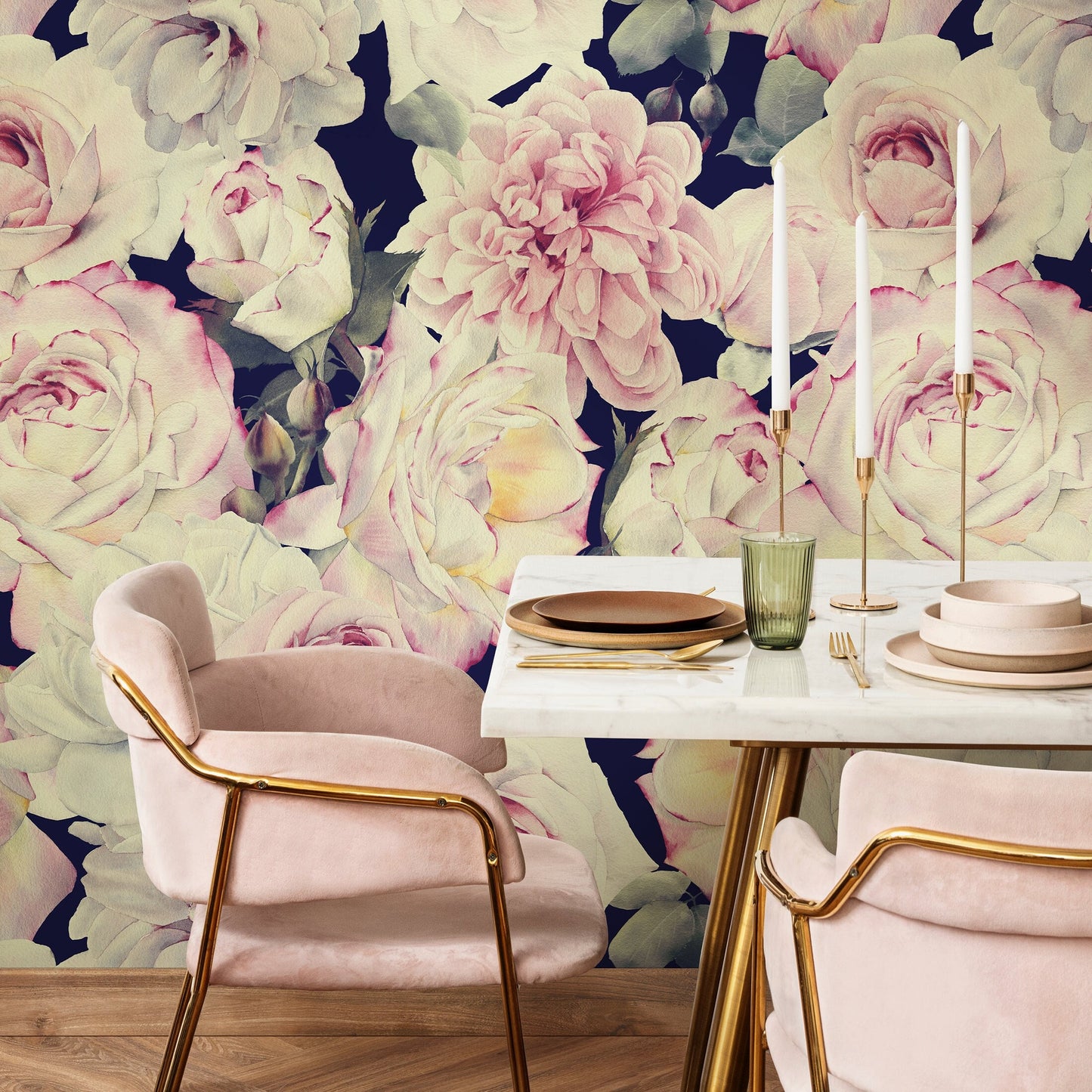 Wallpaper Peel and Stick Wallpaper Removable Wallpaper Home Decor Wall Art Wall Decor Room Decor / Vintage Roses Wallpaper - A221