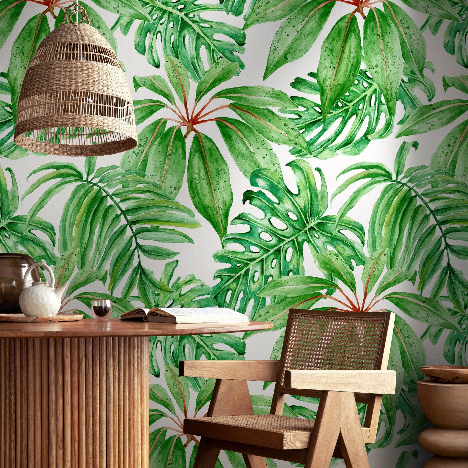 monstera decor Premium Tropical Wallpaper - Removable Home Decor