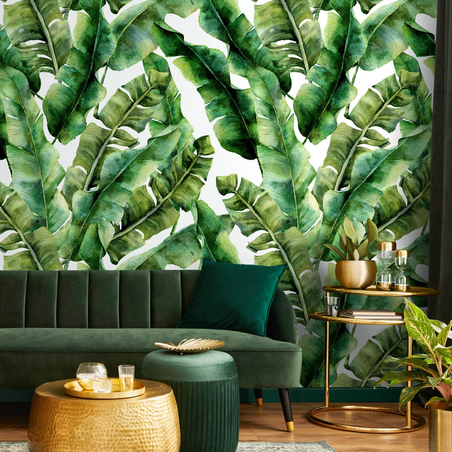 Wallpaper Peel and Stick Wallpaper Removable Wallpaper Home Decor Wall Art Wall Decor Room Decor / Tropical Banana Leaf Wallpaper - A498