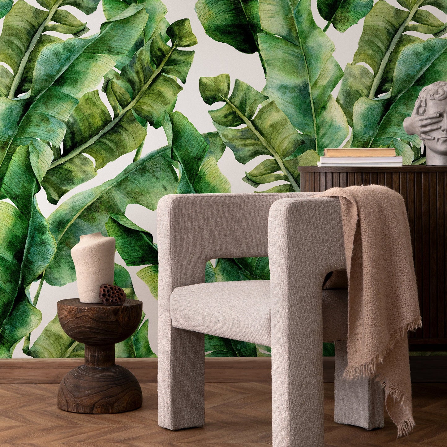 Wallpaper Peel and Stick Wallpaper Removable Wallpaper Home Decor Wall Art Wall Decor Room Decor / Tropical Banana Leaf Wallpaper - A498