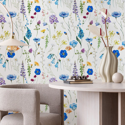 Wallpaper Removable Wallpaper Peel and Stick Wallpaper Wall Decor Home Decor Wall Art Room Decor / Floral Watercolor Wallpaper - A694