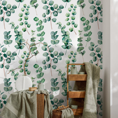 Wallpaper Peel and Stick Wallpaper Removable Wallpaper Home Decor Wall Art Wall Decor Room Decor / Watercolor Leaves Wallpaper - A710