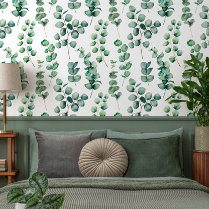 Wallpaper Peel and Stick Wallpaper Removable Wallpaper Home Decor Wall Art Wall Decor Room Decor / Watercolor Leaves Wallpaper - A710