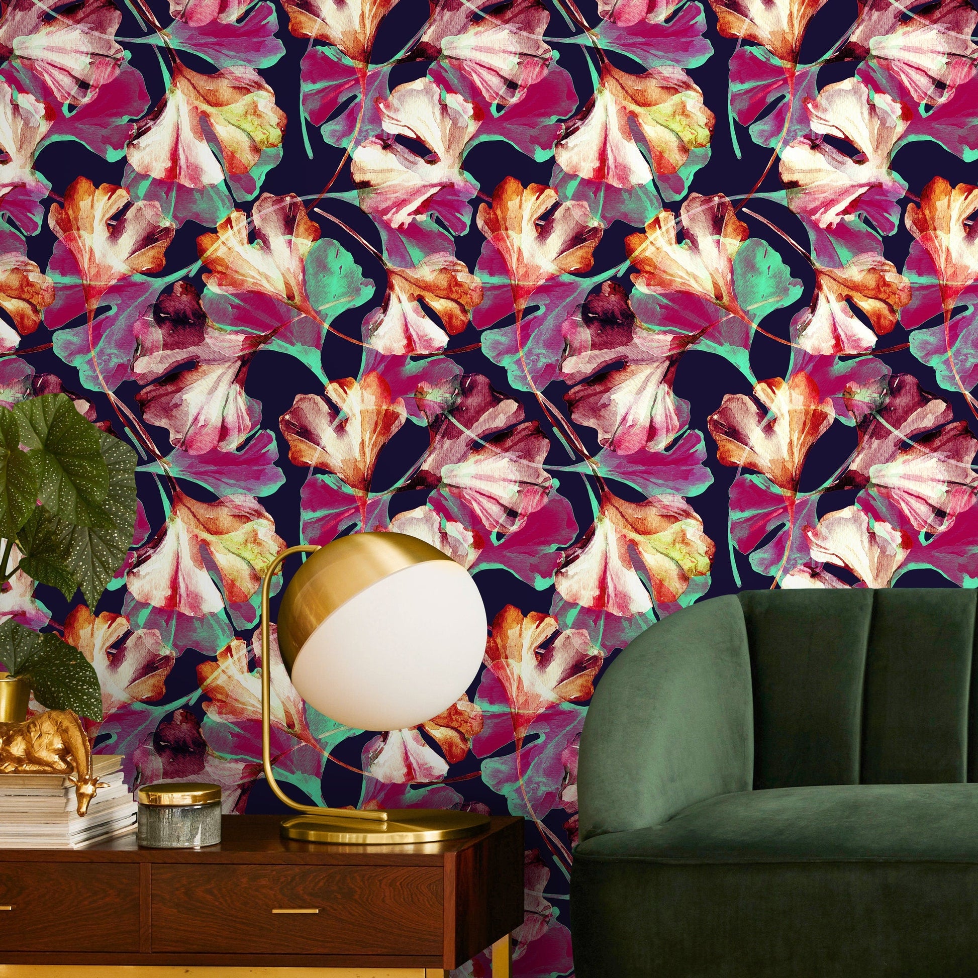 Modern Floral Wallpaper Colorful Wallpaper Peel and Stick and Traditional Wallpaper - B017