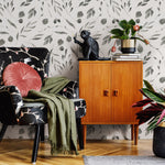 Removable Wallpaper Peel and Stick Wallpaper Wall Paper Wall Mural - Monochromatic Watercolor Leaves Wallpaper - B028