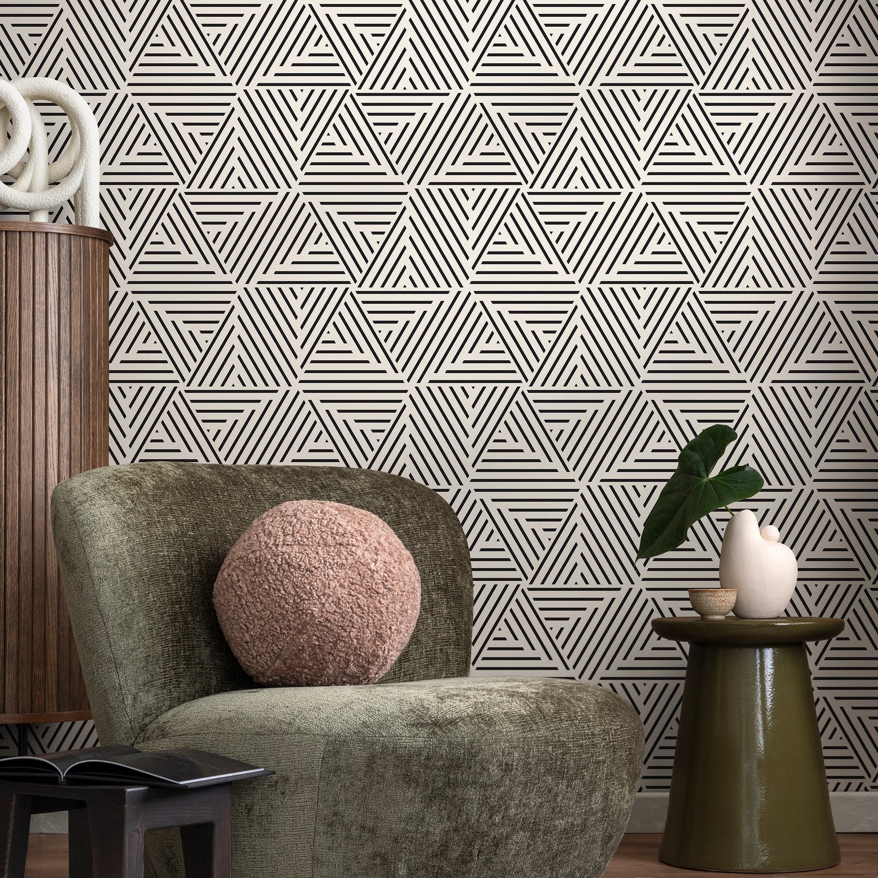 Removable Wallpaper Peel and Stick Wallpaper Wall Paper Wall Mural - Black and White Minimal Wallpaper - B077