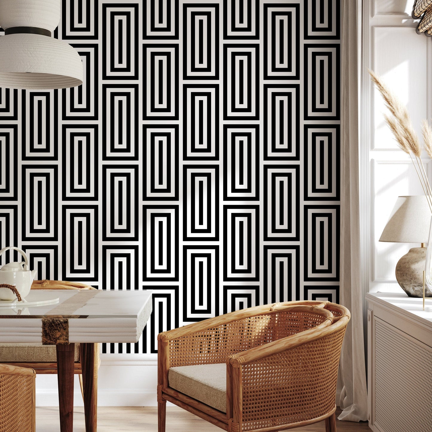 Minimal Wallpaper Removable Wallpaper Peel and Stick Wallpaper Wall Paper Wall Mural - Black and White Minimal Wallpaper - B098