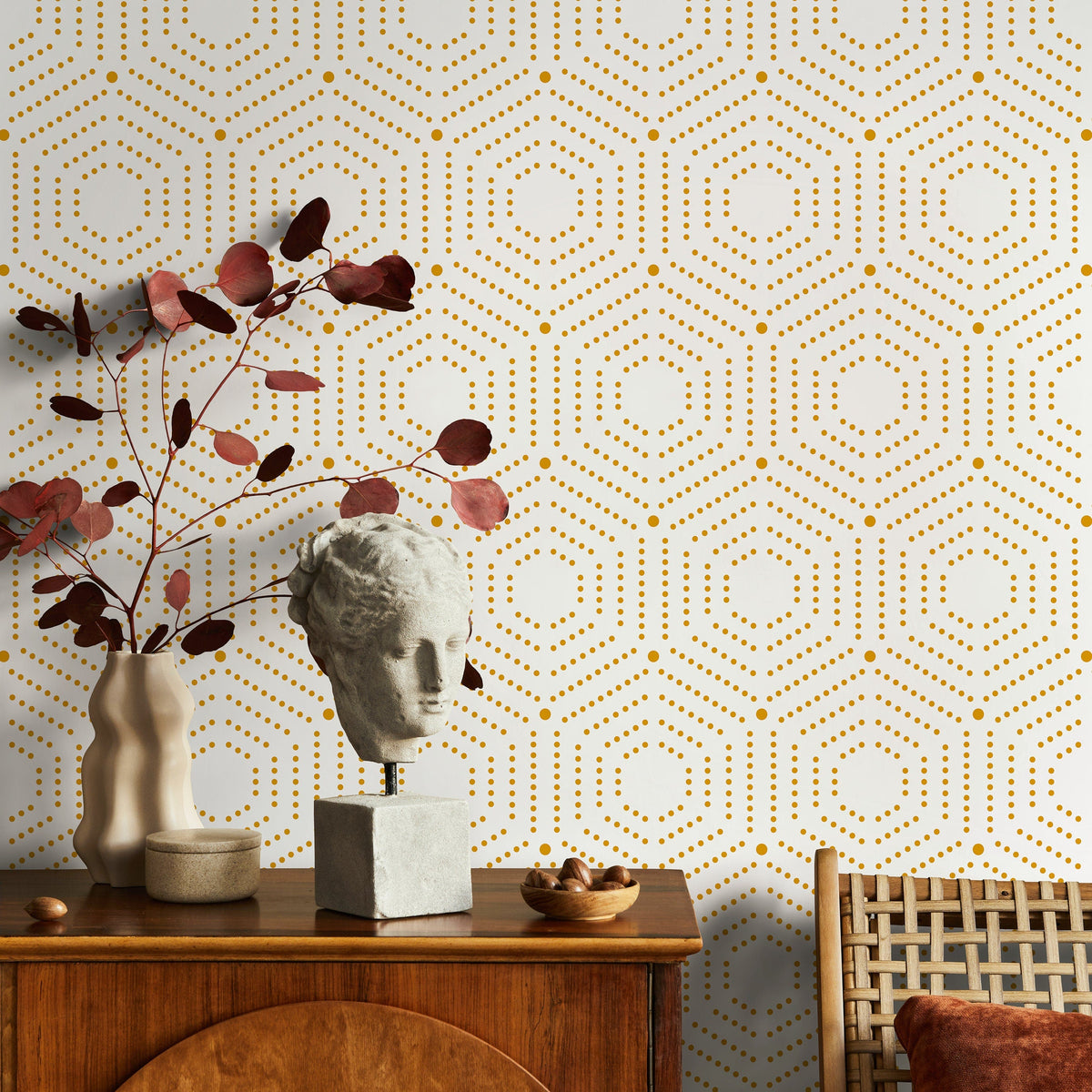 Wallpaper Peel and Stick Wallpaper Removable Wallpaper Home Decor Wall Art Wall Decor Room Decor / Yellow Geometric Wallpaper - A909