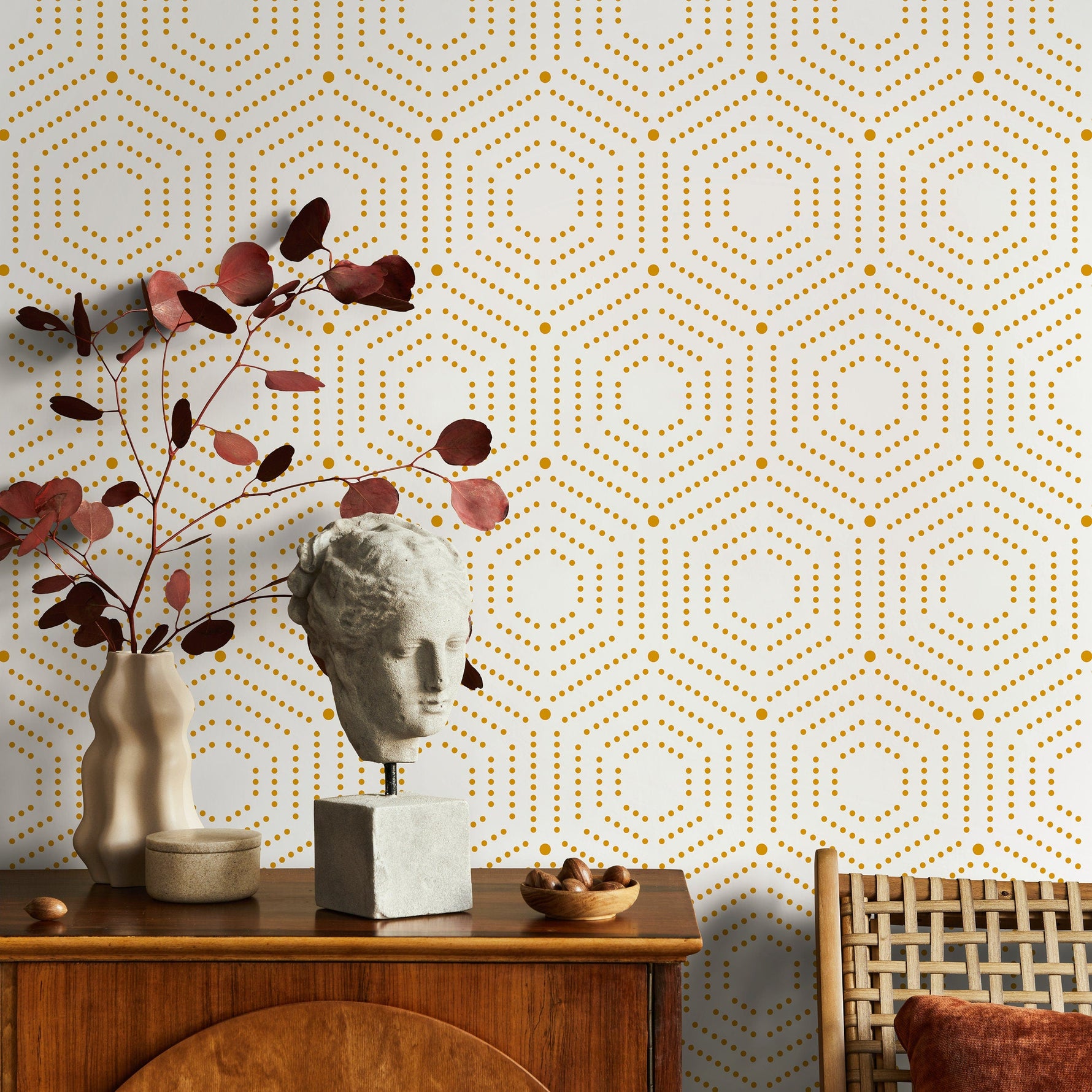 Wallpaper Peel and Stick Wallpaper Removable Wallpaper Home Decor Wall Art Wall Decor Room Decor / Yellow Geometric Wallpaper - A909