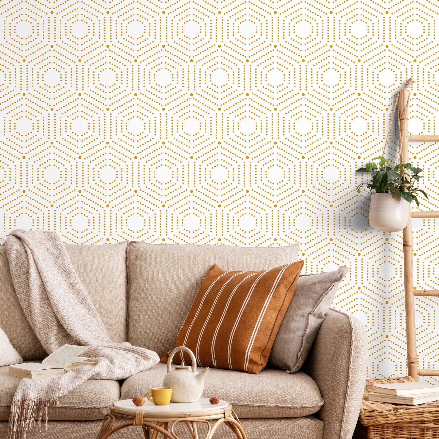 Wallpaper Peel and Stick Wallpaper Removable Wallpaper Home Decor Wall Art Wall Decor Room Decor / Yellow Geometric Wallpaper - A909
