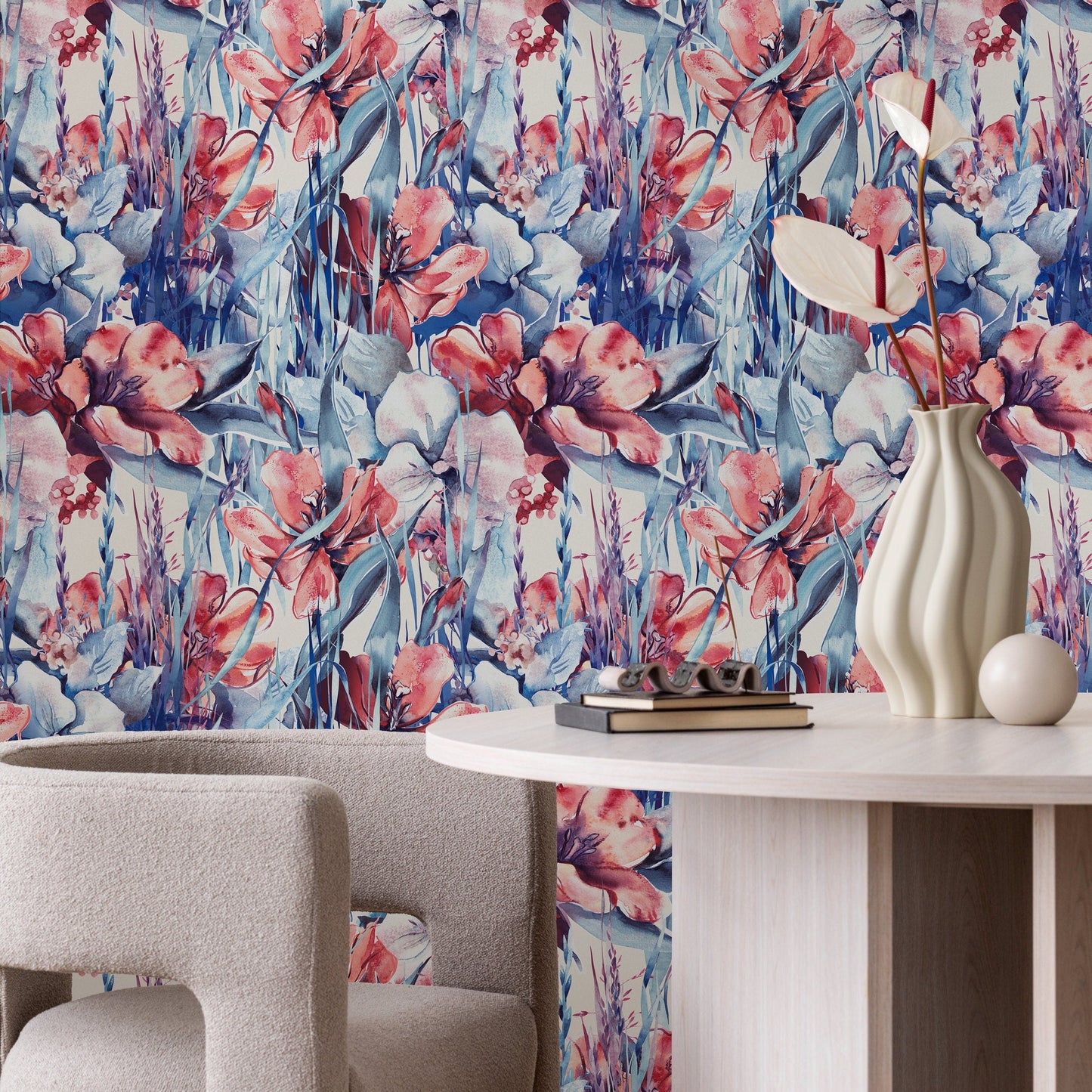 Flower Wallpaper - Removable Wallpaper Peel and Stick Wallpaper Wall Paper Wall Mural - B160