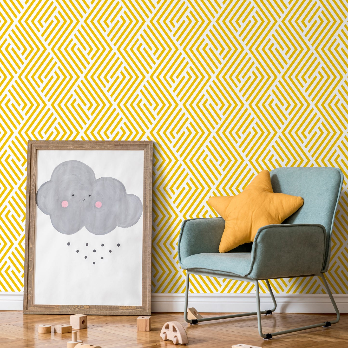 Minimal Yellow - Wallpaper Removable Wallpaper Peel and Stick Wallpaper Wall Paper Wall Mural - B246